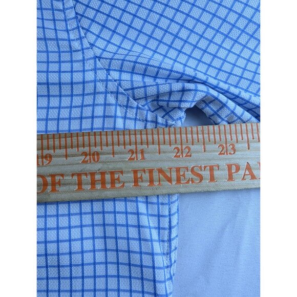 Michelsons of London Men's Medium Regular-Fit Blue Check Dress Shirt Long Sleeve - Picture 5 of 15